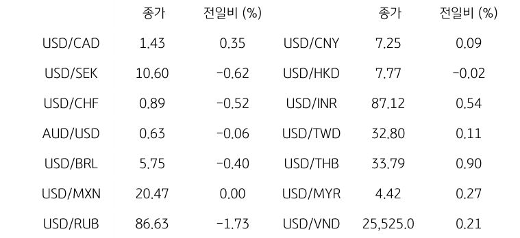 글로벌 주요 통화 동향