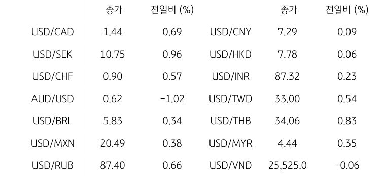 글로벌 주요 통화 동향