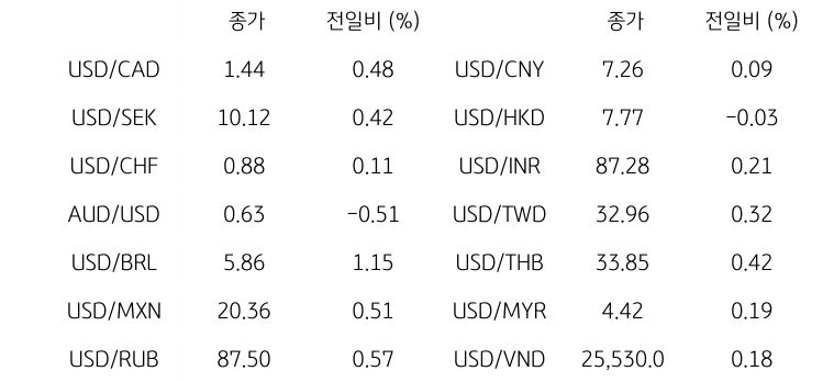 글로벌 주요 통화 동향