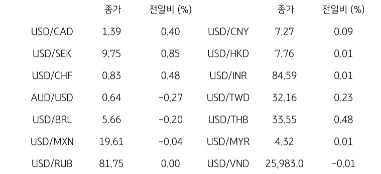 글로벌 주요 통화 동향