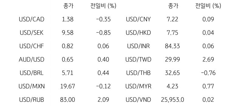 글로벌 주요 통화 동향
