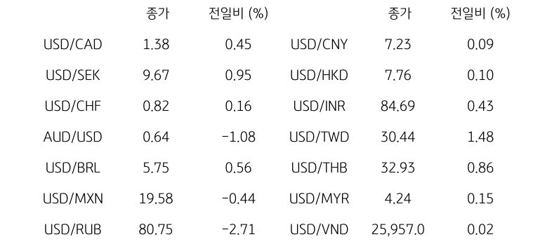 글로벌 주요 통화 동향