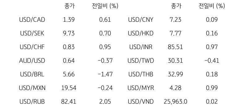 글로벌 주요 통화 동향