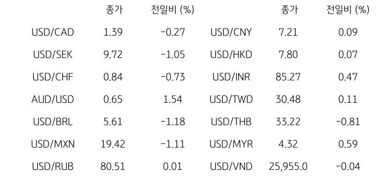 글로벌 주요 통화 동향