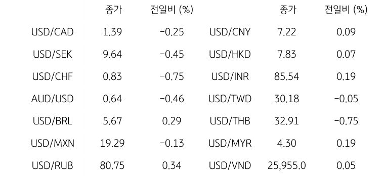 글로벌 주요 통화 동향