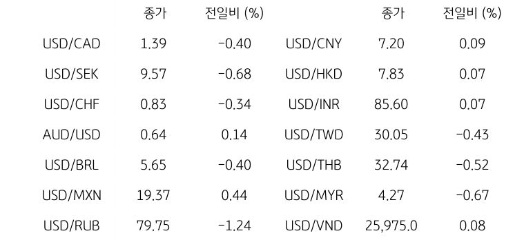 글로벌 주요 통화 동향