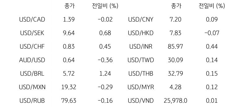 글로벌 주요 통화 동향