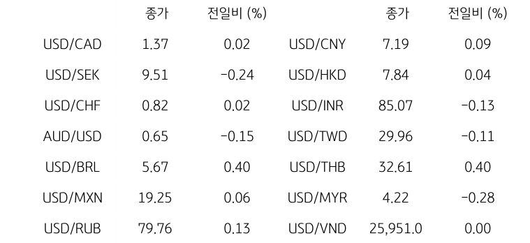 글로벌 주요 통화 동향
