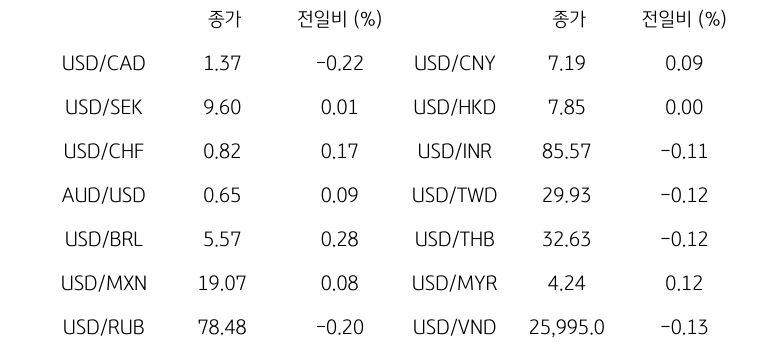 글로벌 주요 통화 동향