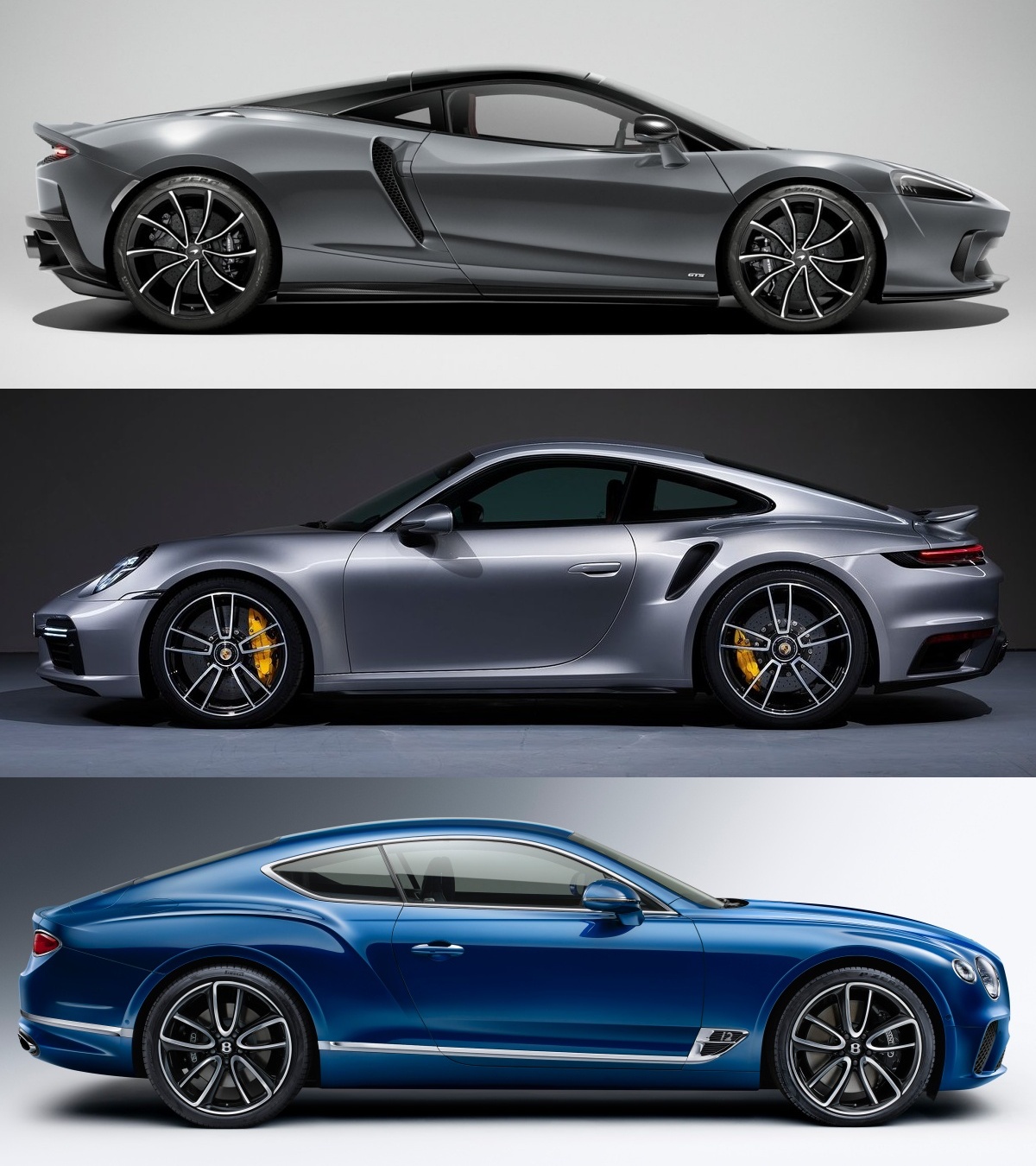 '맥라렌 GTS', '포르쉐 911 터보 S', '벤틀리 컨티넨탈 GT'의 사진이 위에서부터 순차적으로 나열되어 있다.