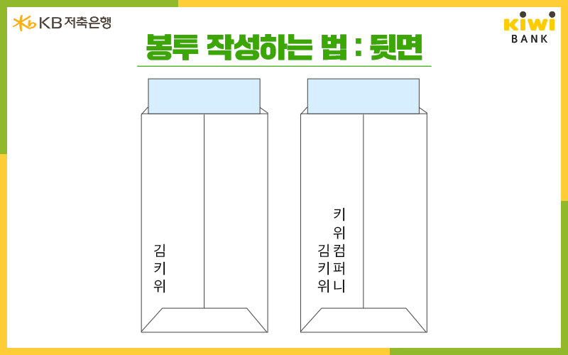 '부조 봉투' 뒷면 작성하는 방법에 대해서 설명하고 있다. 