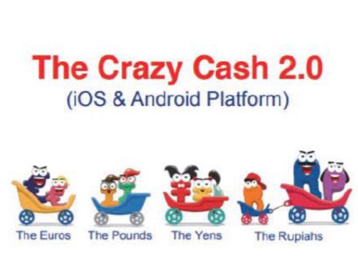 AXA에서 제공하는 게임인 Crazy Cash를 보여주고 있다. 보험에 대한 이해를 도와주는 게임이다.