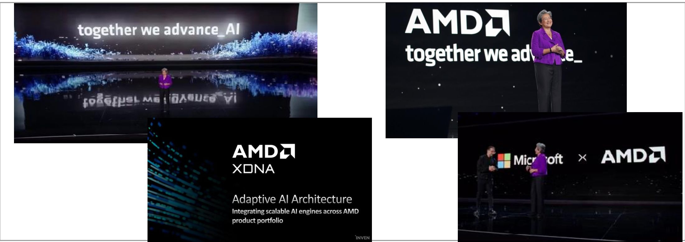 'AI'와 파트너들과의 협력을 강조하는 'AMD'의 발표회.