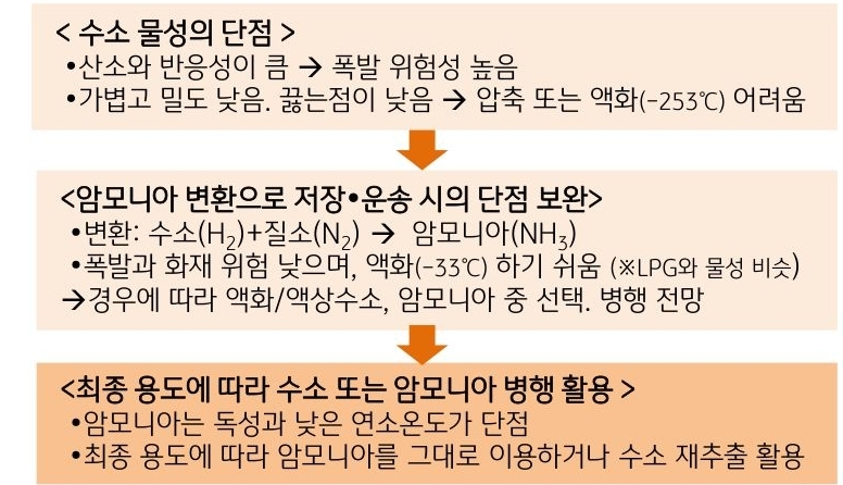 '수소'와 '암모니아'를 병행하여 활용하는 것으로 확장함.