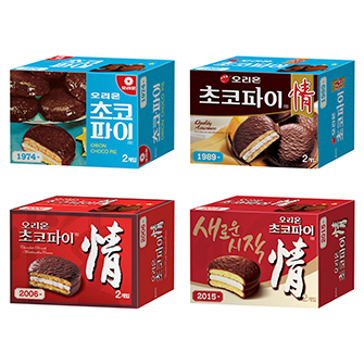초코파이 정이 50주년을 맞이하여 복각판 패키지를 선보였다.