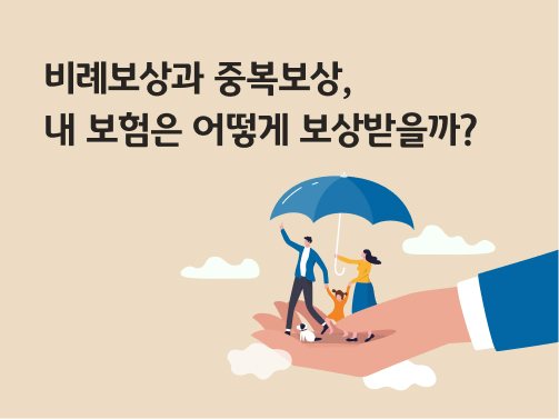 '비례보상과 중복보상, 내 보험은 어떻게 보상받을까?'라고 써있는 대표 이미지이다.