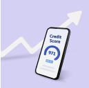 신용점수를 뜻하는 'Credit Score'와 신용점수 971점, 상위 11%가 스마트폰 화면 안에 그려져 있습니다.