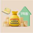 예금자 보호 한도를 나타내는 “예금보험공사 보험금융상품 1인당 최고 5천만원”이 적힌 주머니와 함께 “1억원”이 적힌 화살표, 동전 여러 개와 통장이 있습니다.